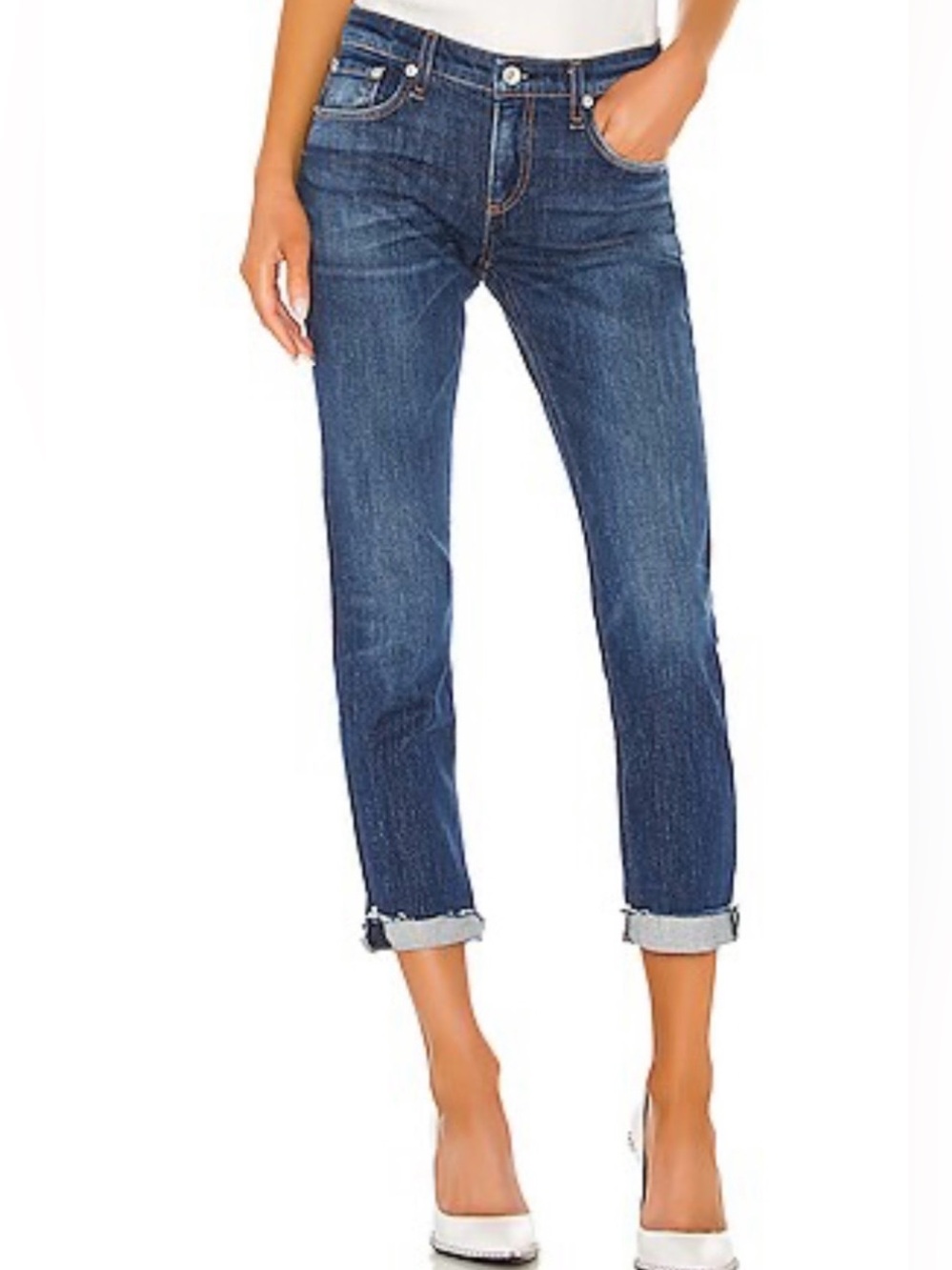 Rag & Bone Dre Slim Boyfriend Crop Jeans 24 Magnus WDD19F264319MA Low Rise